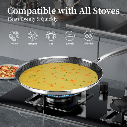 Crepe Pfanne Edelstahl 26cm Antihaft Induktion PFOA Frei