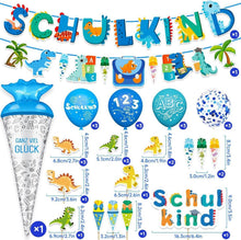 Maqhpu Dinosaurier Einschulung Deko Set Blau mit Schultüte