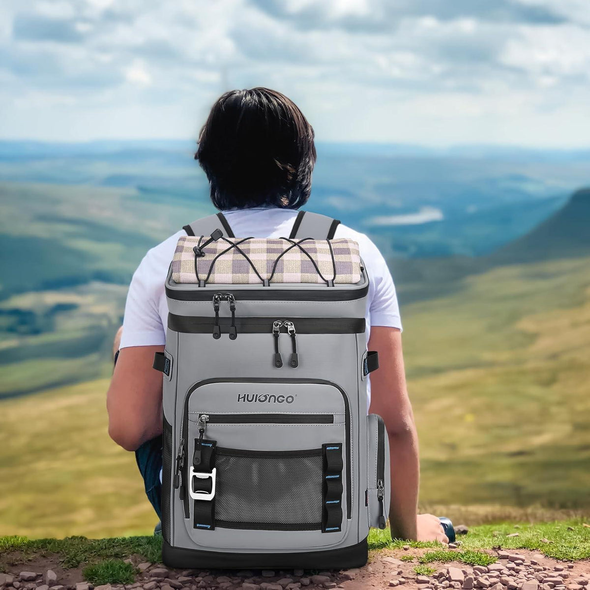 Großer Isolierter Kühlrucksack Grau – Wasserdicht & Faltbar