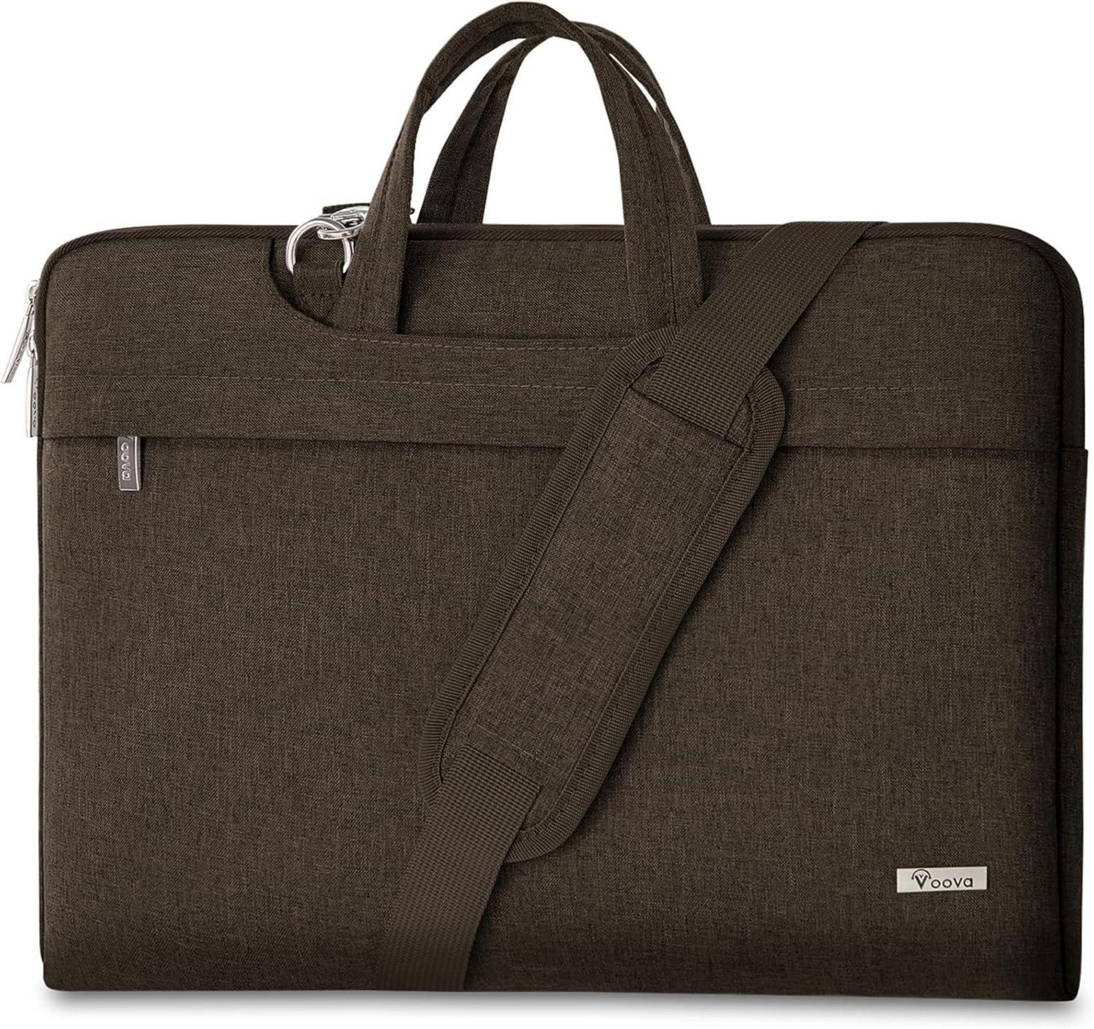 Voova Laptoptasche 15-16 Zoll Notebook Umhängetasche Braun