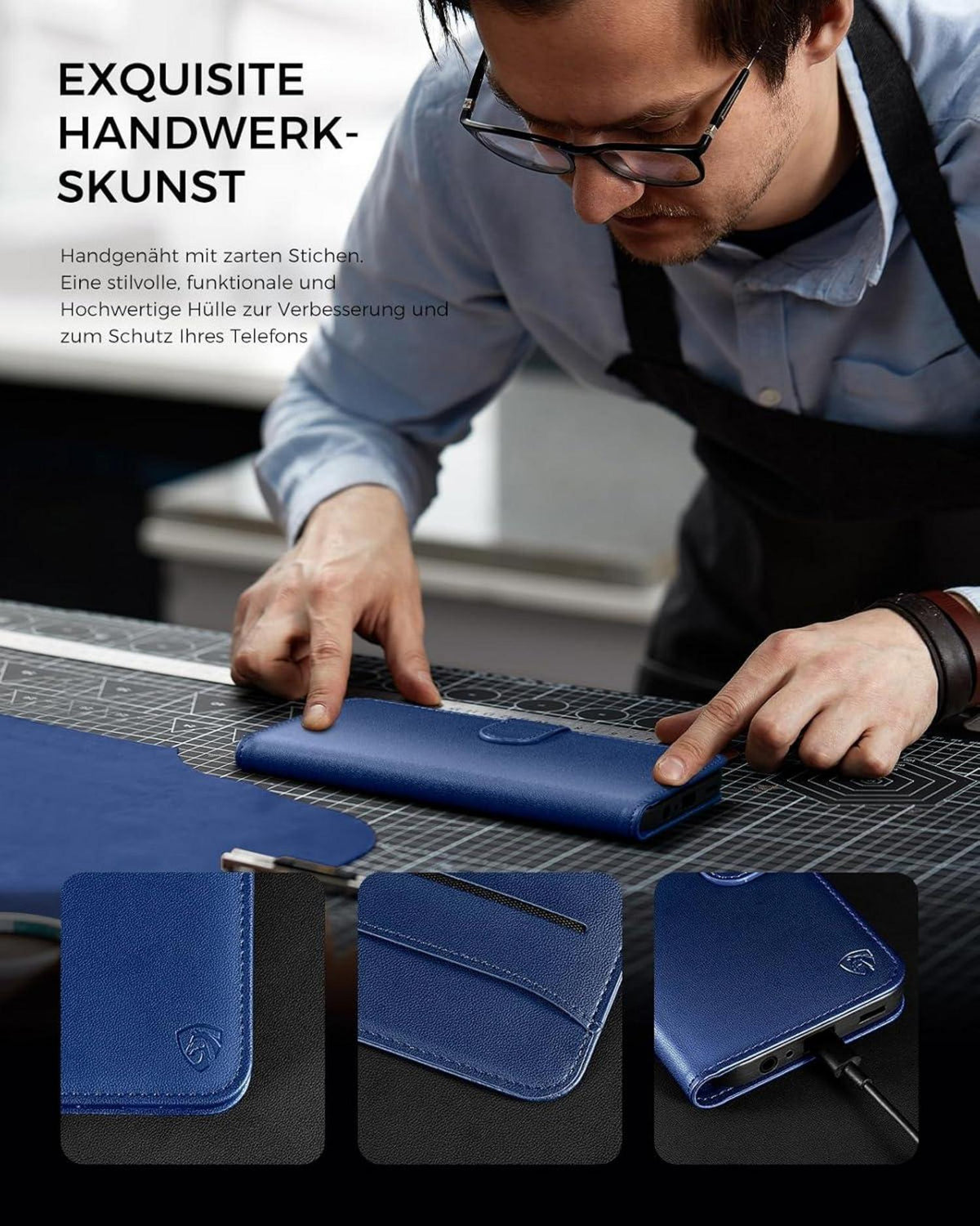 Samsung Galaxy A15 Handyhülle Königsblau mit Panzerglas und