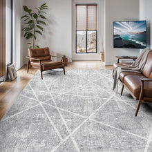 Modernes Teppich Wohnzimmer Kurzflor 120x170 Anti-Rutsch Eisgrau