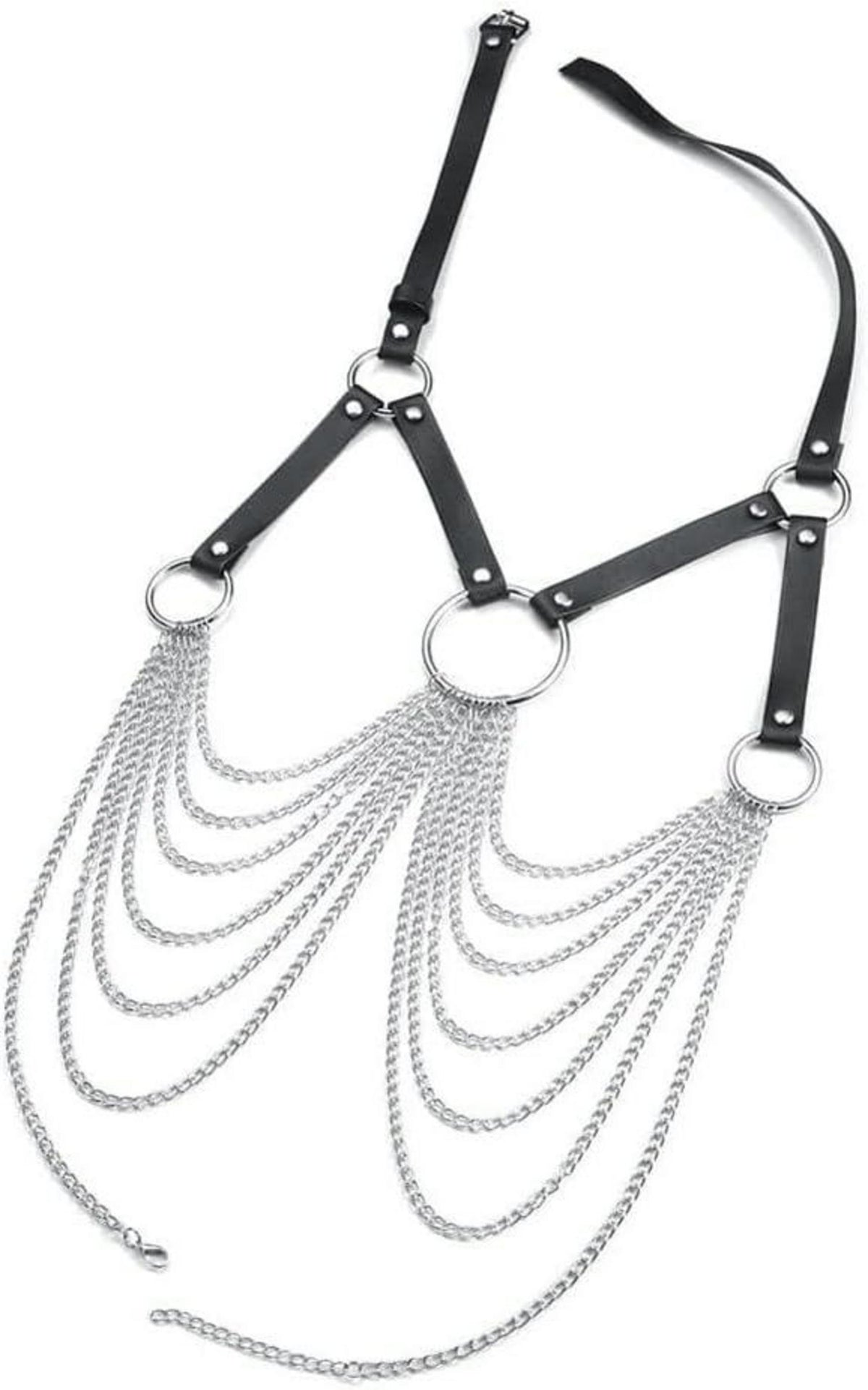 Sexy Punk Leder Harness Damen Brustgurt Kette Gothic Bondage Clubwear