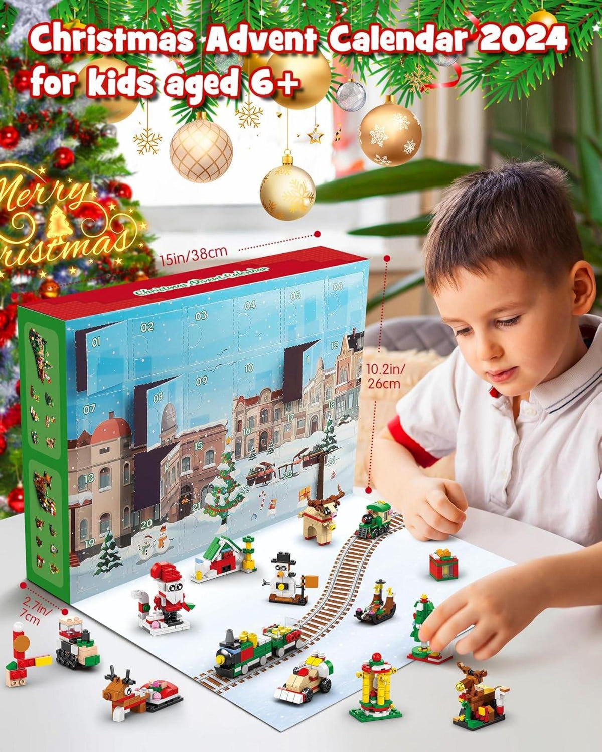 D-FantiX Weihnachts-Adventskalender für Kinder 24 Bauklötze Spielzeugsets