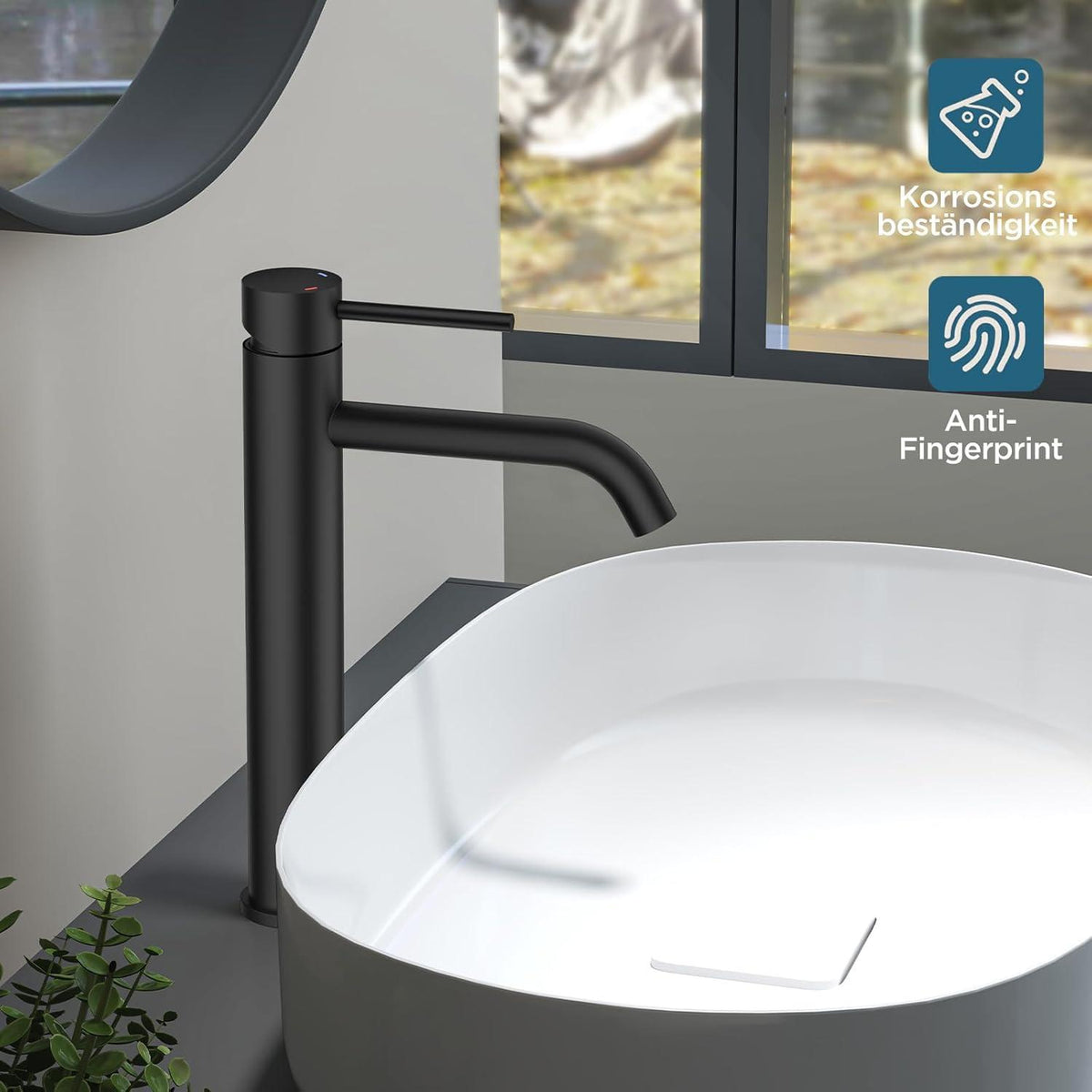 Moderne Schwarz Hoch Wasserhahn Bad, Einhebelarmatur 190mm