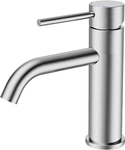 Moderne Einhand-Waschtischarmatur in Gebürstetem Nickel