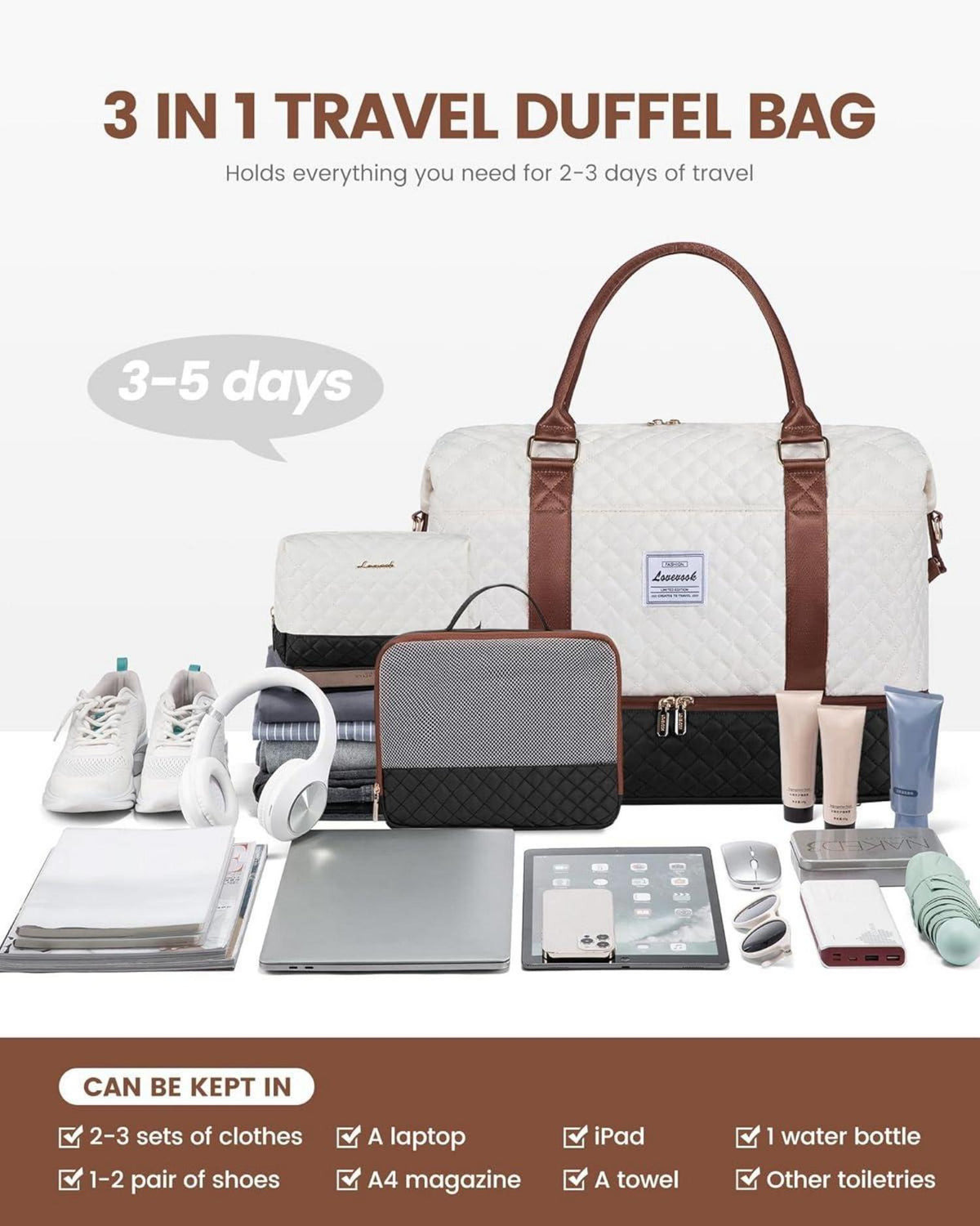 Handgepäck Reisetasche Damen Groß Sporttasche Weekender Strandtasche