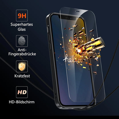 Magnetische Hülle für iPhone 12 Mini mit Panzerglas – Schwarz
