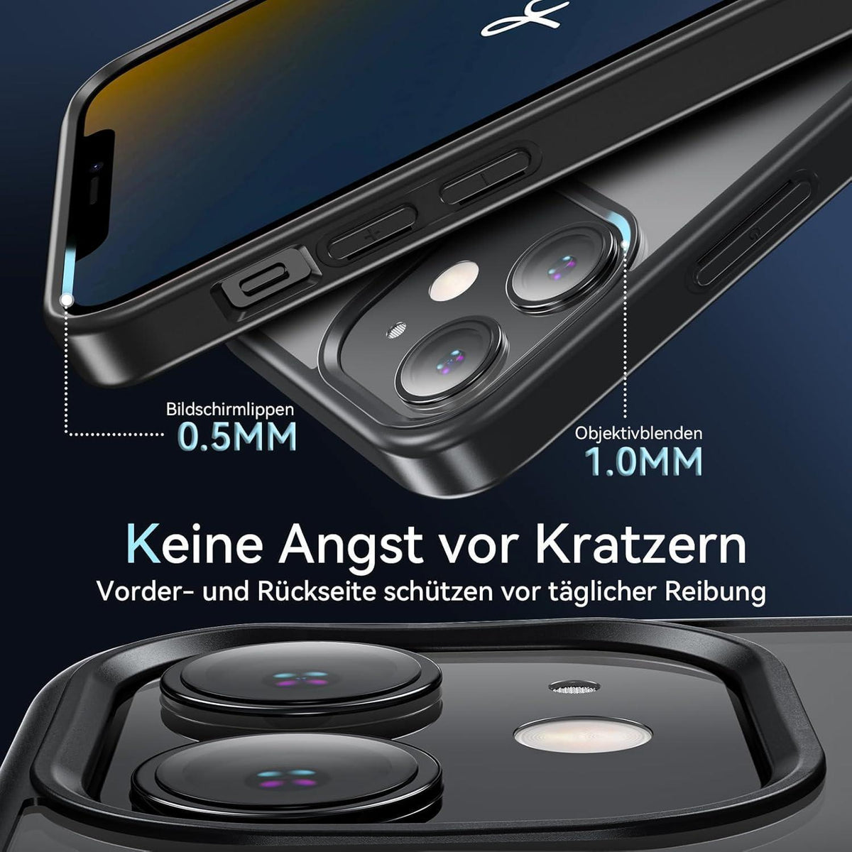 Magnetische Hülle für iPhone 12 Mini mit Panzerglas – Schwarz