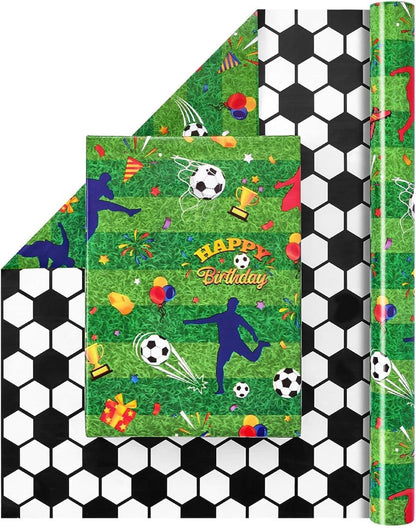 Fußball Geschenkpapier Rolle 43 cm × 10 m Doppelseitig Sport
