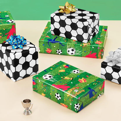 Fußball Geschenkpapier Rolle 43 cm × 10 m Doppelseitig Sport