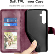Samsung Galaxy A54 5G Lederhülle Weinrot Flip Wallet Case