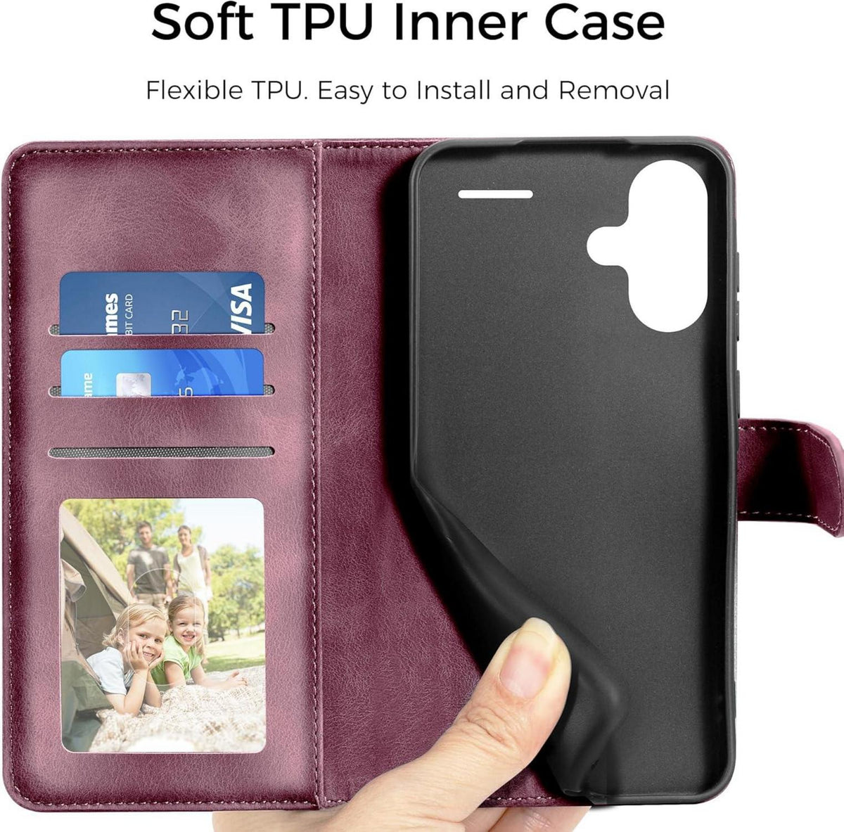 Redmi Note 13 Pro Plus 5G Flip Wallet Hülle Weinrot