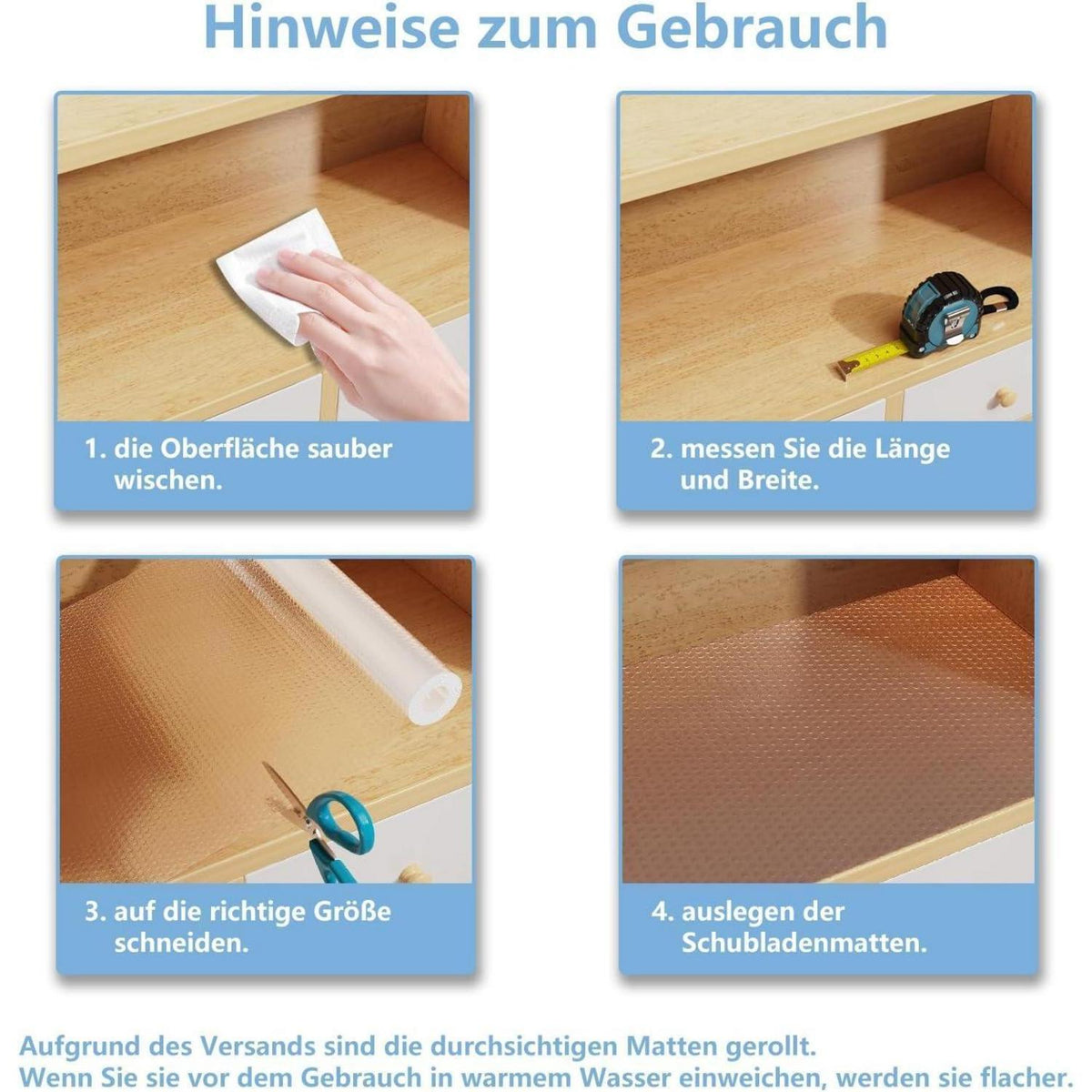Antirutsch Schubladenmatte – Küchenschoner 44 x 300 cm