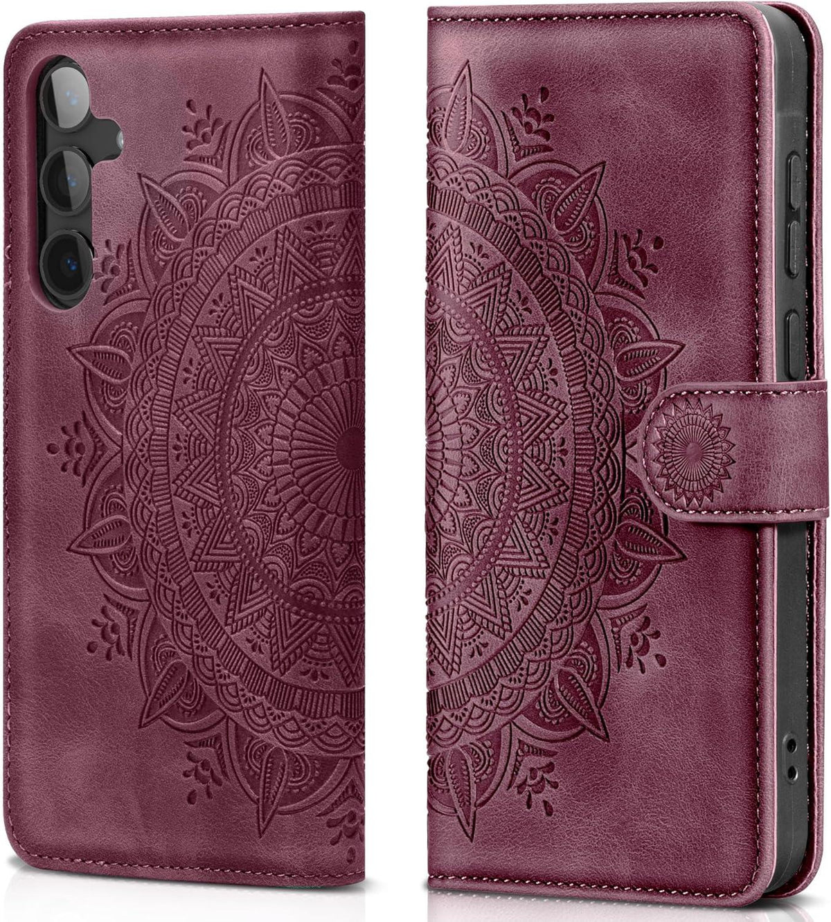 Samsung Galaxy S24 5G Lederhülle Flip Wallet Case Weinrot