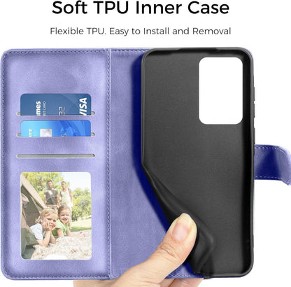 Samsung Galaxy A51 Lederhülle Flip Wallet Case mit Standfunktion - Lila