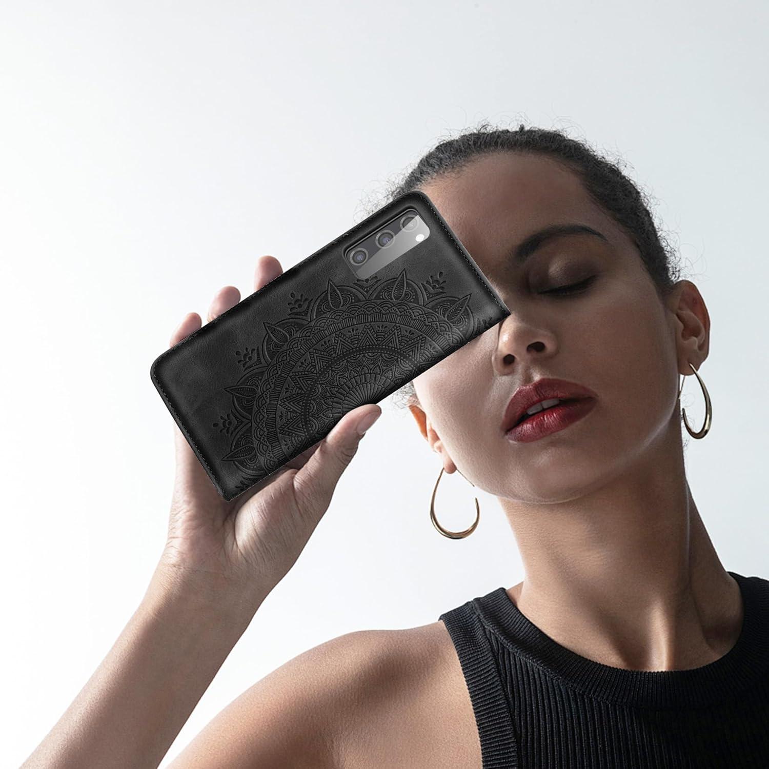 Lederhülle Samsung Galaxy S20 FE Schwarz Flip Wallet Case Magnet Ständer