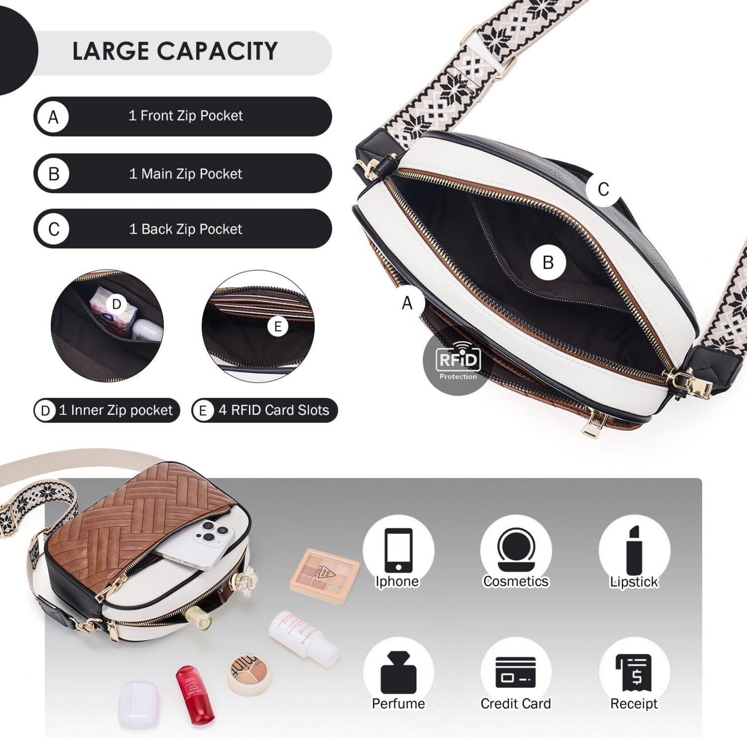 Roulens Gesteppte Damen Umhängetasche PU Leder Crossbody Bag Verstellbarer Gurt