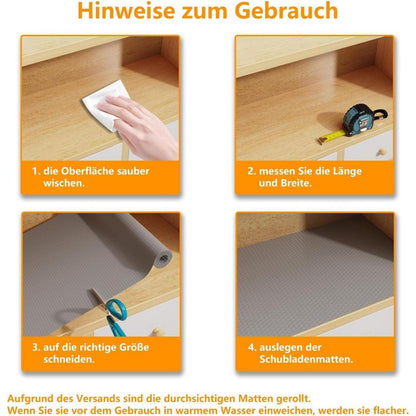 Schubladenmatte Grau – Antirutsch, 30 x 150 cm (2 Rollen)