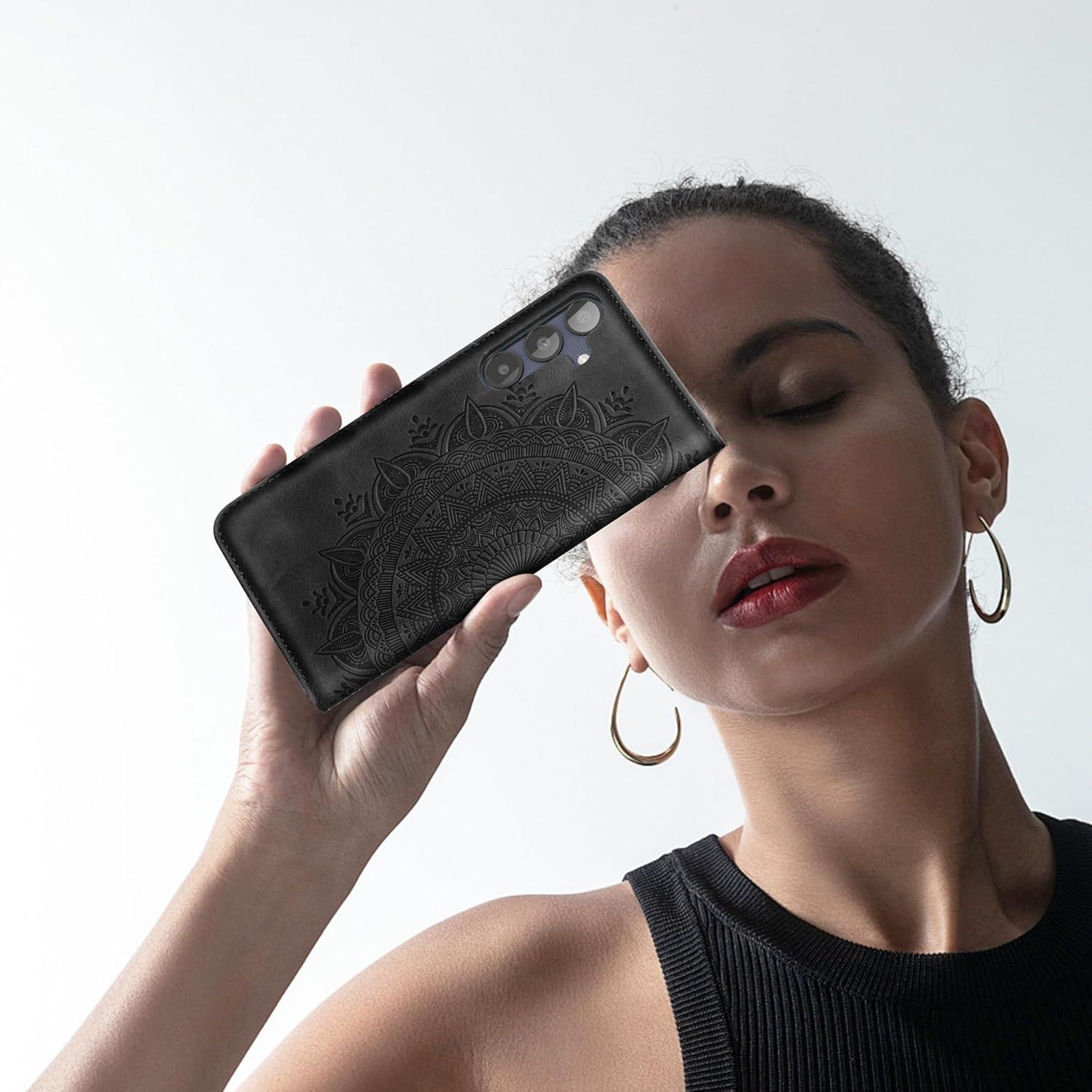 Lederhülle Samsung Galaxy A25 Flip Wallet Case Schwarz