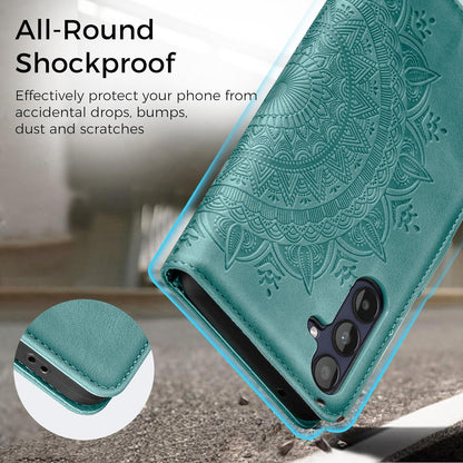 Samsung Galaxy A25 Hülle Flip Wallet PU Leder Case Grün