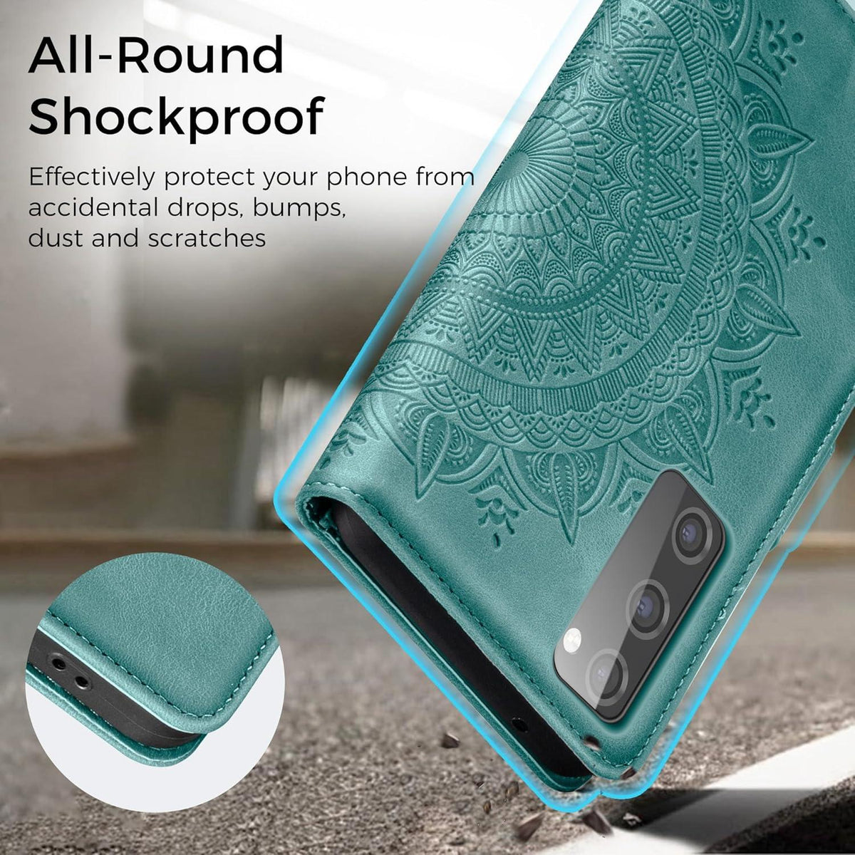 Samsung Galaxy S20 FE Hülle Wallet Case PU Leder Schutzhülle Grün