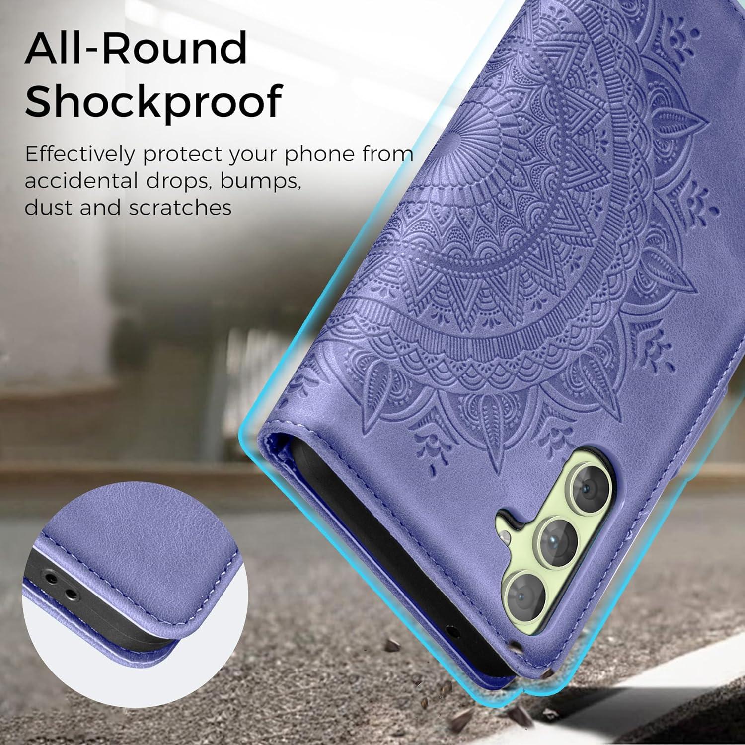 Lederhülle Samsung Galaxy A54 5G Flip Wallet Cover Lila