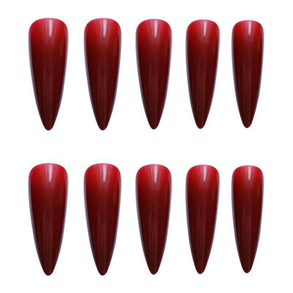 Lange Stiletto Halloween Nägel Burgunderrot - Press On Nails