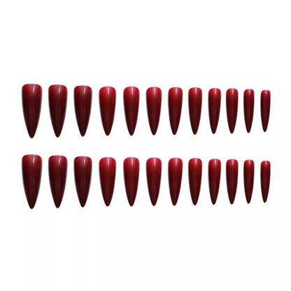 Lange Stiletto Halloween Nägel Burgunderrot - Press On Nails