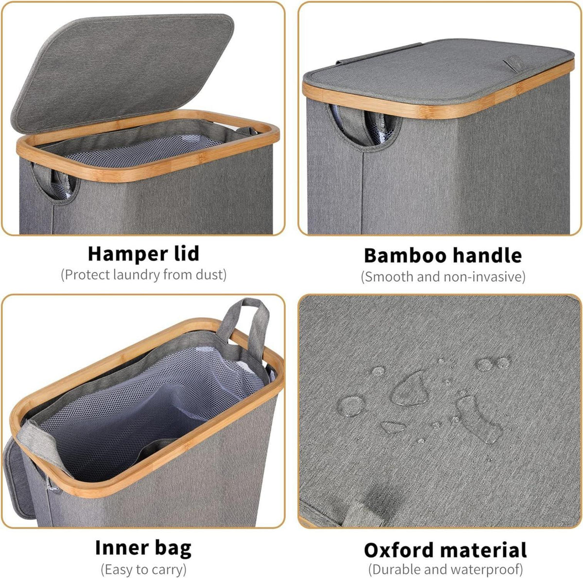 Wäschekorb mit Rollen 75L, Wäschesammler