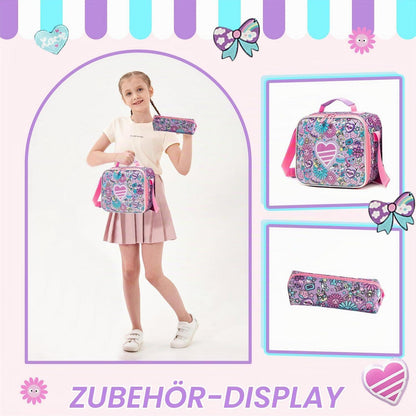 Schulranzen Trolley Mädchen Rosa Herz – Kinder Rucksack mit Rollen