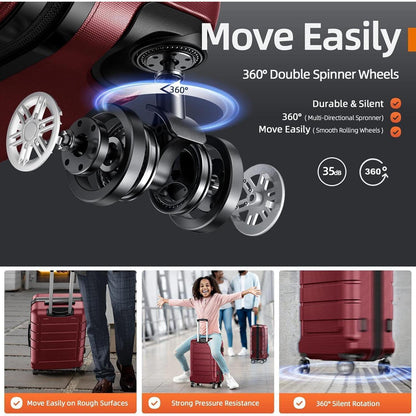 SHOWKOO Mittelgroßer Hartschalenkoffer ABS+PC 4 Rollen