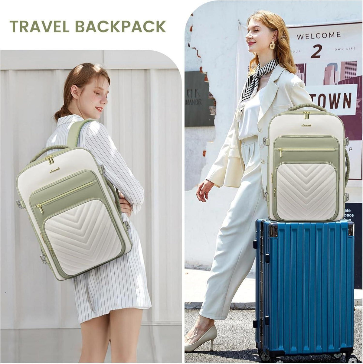 Handgepäck Rucksack 40L Damen Wasserdicht Olivgrün 17 Zoll
