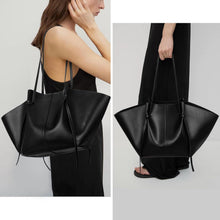 Große Schwarze Kunstleder Tote Bag mit Verstellbarem