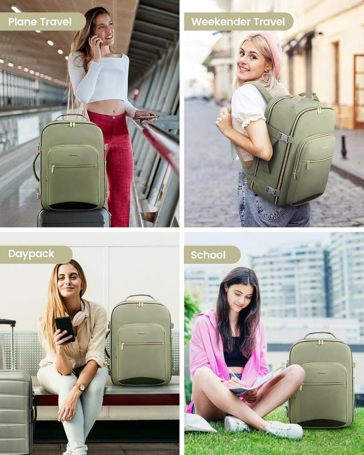 40L Rucksack Handgepäck Damen Reiserucksack 17 Zoll Laptop