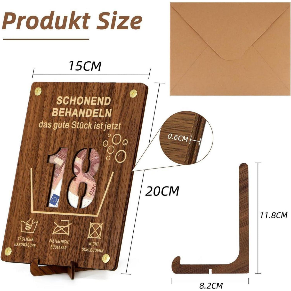 Holz Geldgeschenk 30. Geburtstag mit Karte, witzig & dekorativ