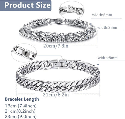 LOCCY Armband Panzerkette Herren Silber Edelstahl 19cm 2