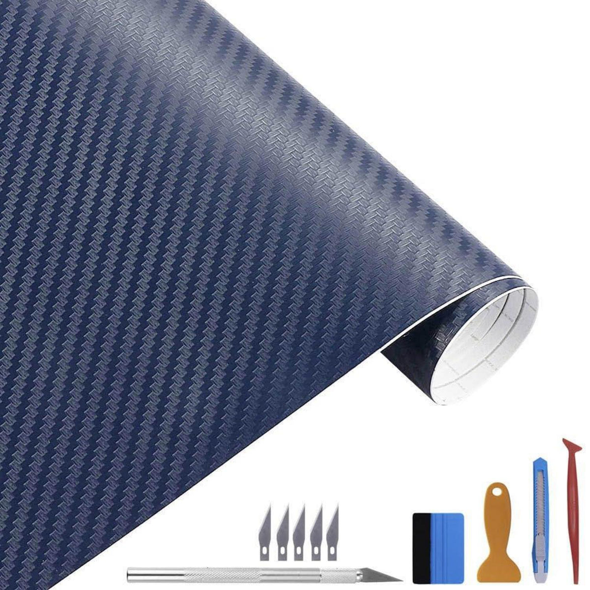 Carbonfolie Matt Blau 30x300cm – Blasenfrei & Lackschutz