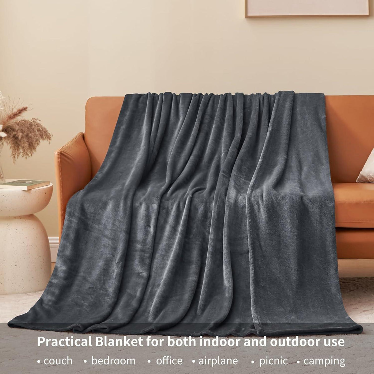 Kuscheldecke Flauschig Dunkelgrau 150x200 cm XL Warme Sofa Decke