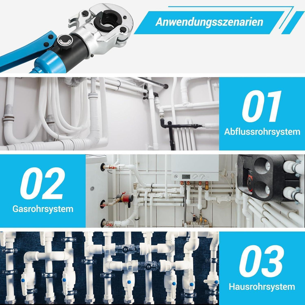 Profi Presszange TH-Kontur für Alu-Kunststoffrohre 16-32mm
