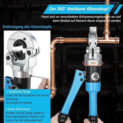 Hydraulik Presszange V-Kontur für Kupfer & Edelstahlrohr 12-28mm