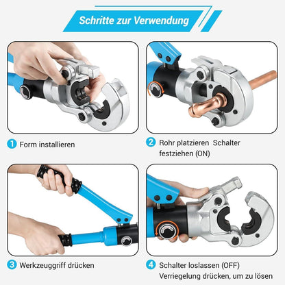 Hydraulik Presszange V-Kontur für Kupfer & Edelstahlrohr 12-28mm