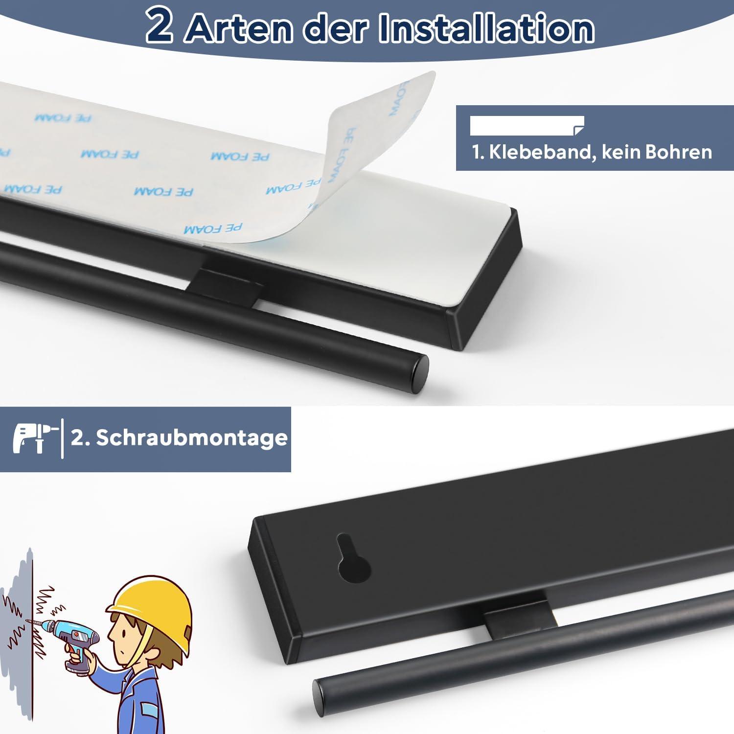 Magnetleiste Messerhalter 43cm mit 10 Haken Schwarz magnetischUtensilien