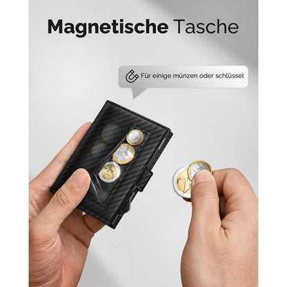 YESIIW RFID Slim Wallet Herren Card Holder Münzfach Carbon