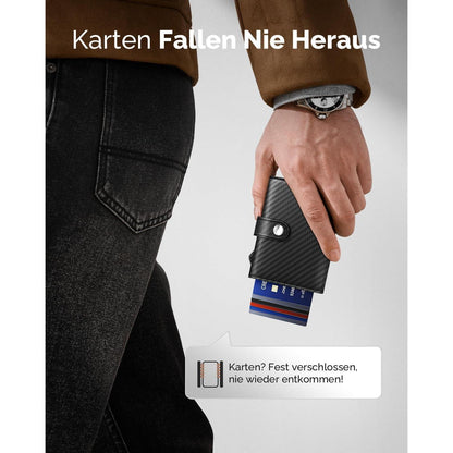 YESIIW RFID Slim Wallet Herren Card Holder Münzfach Carbon