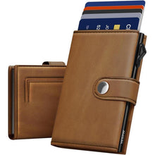 YESIIW Herren Geldbörse Kartenetui RFID Slim Wallet Braun