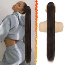 Haarverlängerung Glattes Pferdeschwanz Synthetik Zopf 86CM Braun