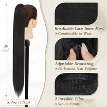 Lang Glattes Pferdeschwanz 76CM Schwarz Braun