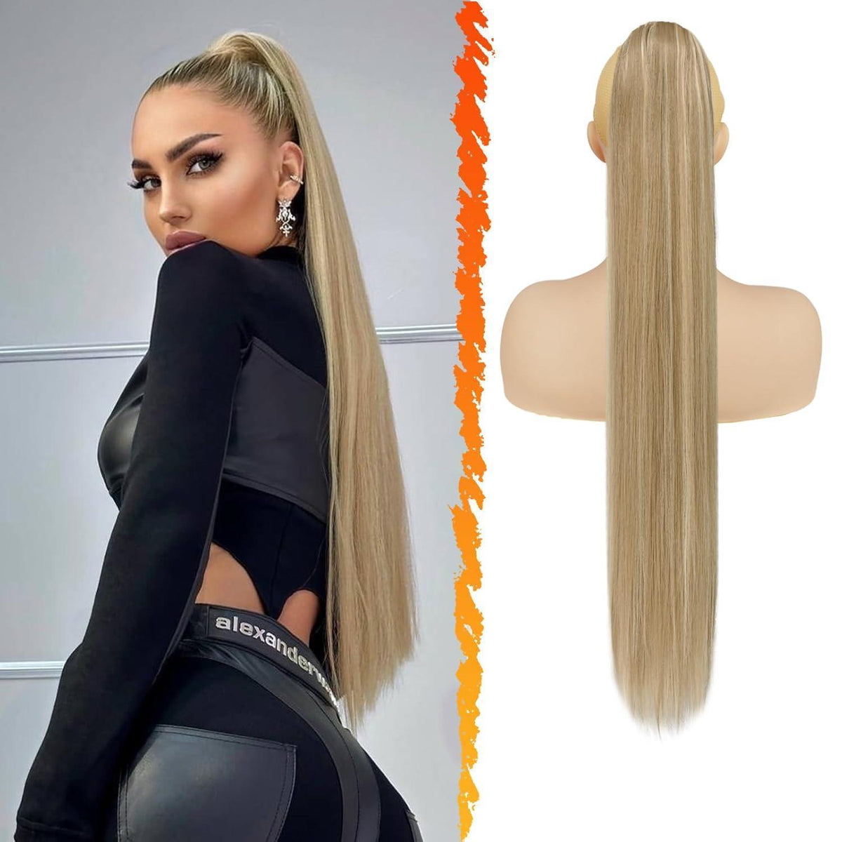 Pferdeschwanz-Verlängerung Zopf Blond 76cm mit Kordelzug