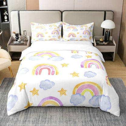 Regenbogen Bettwäsche Set 135x200cm Baumwolle Kinderzimmer